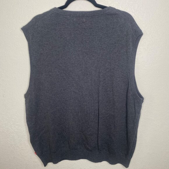 NWT$50 Izod Fine Gauge V Neck Cotton Sweater Vest‎ Mens XXL Charcoal Gray Preppy - Picture 4 of 8